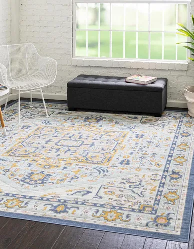 Vista 39 de Unique Loom Whitney Collection - Alfombra rectangular de 5 pies 3 pulgadas x 8 pies, color azul Multicolor/Azul