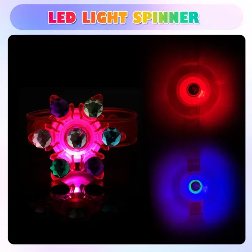 Vista 7 de Paquete de 32 pulseras Fidget Spinner con luz LED, que brillan en la oscuridad, recuerdos de fiesta para niños de 4 a 8 a 12 años, juguetes de caja