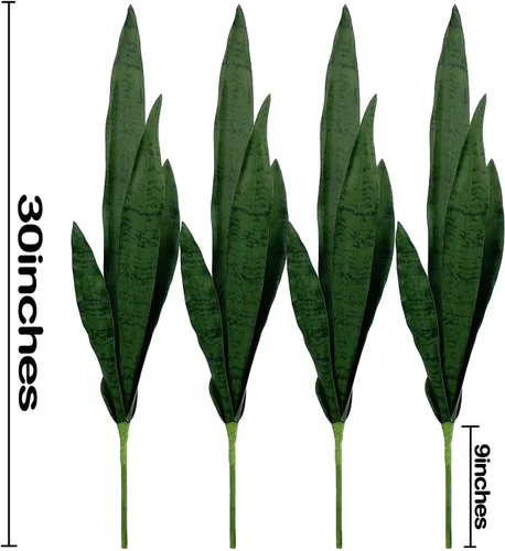 Vista 2 de Beebel 4 plantas artificiales Sansevieria de 30 pulgadas, plantas de serpiente, vegetación de plástico, planta de agave sintética perfecta