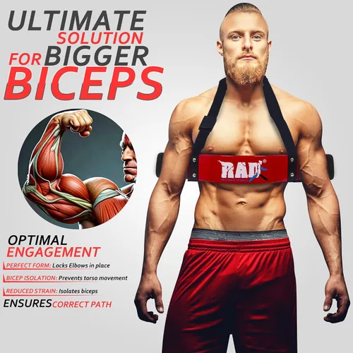 Vista 4 de RAD Arm Blaster para bíceps y tríceps – Construye brazos potentes con el aislador de soporte de rizo de bíceps – Máquina de flexión de bíceps