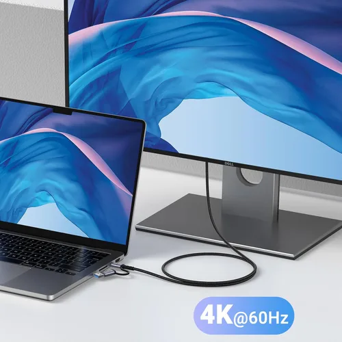 Vista 6 de Cable USB C 2 en 1 Android Auto [1.5 pies, 2 paquetes], cable de Plateado
