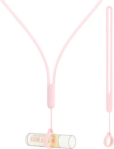 Vista 8 de Anti-Lost Lanyard Neck Strap Lip Balm Holder with Non-Slip Silicone Ring, Portable Chapstick Holder Lanyard