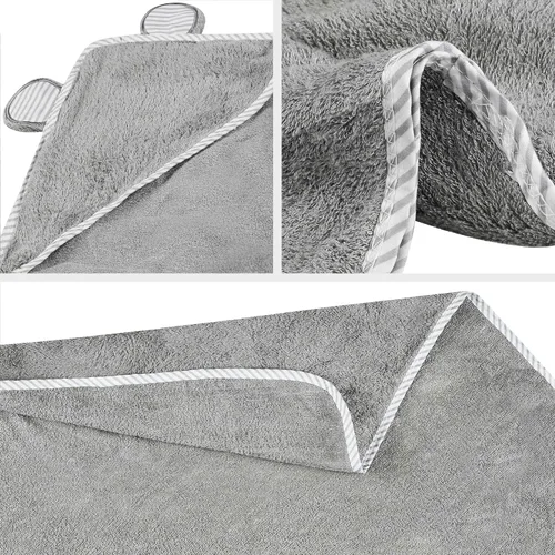 Vista 2 de San Francisco Baby Toallas para recién nacidos, toallas de baño con capucha para niños y niñas, toallas de baño para niños con capucha, color gris