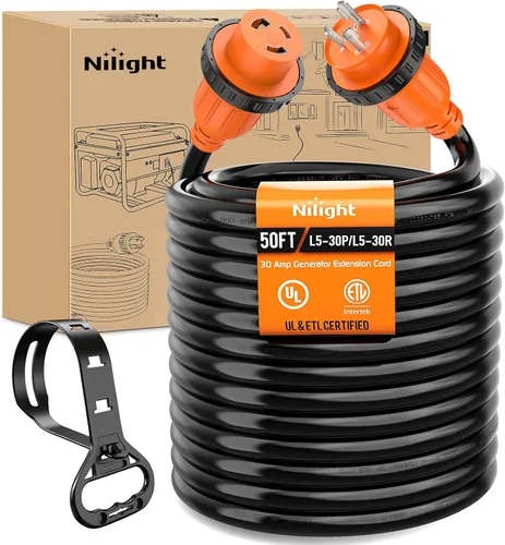 Vista 51 de Nilight Cable de Extensión para Secadora EV de 15 Pies 3 Clavijas 30 Amperios NEMA 10-30P 10-30R Cable de Extensiones Antiguas Servicio Pesado