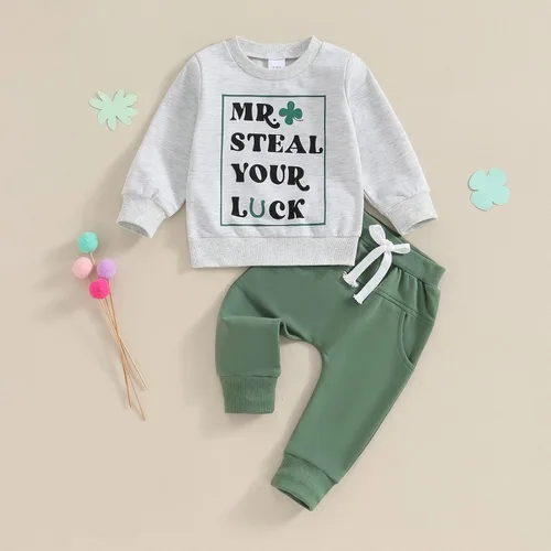 Vista 3 de Hoanselay Conjunto de sudadera de manga larga con capucha y pantalones de otoño e invierno para bebé niño