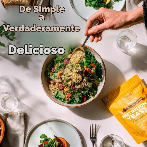 Vista 4 de Sari Foods Copos de levadura nutricional de 8 onzas, sazonador nutricional no fortificado para levadura superalimento, proteínas, sin gluten y sin