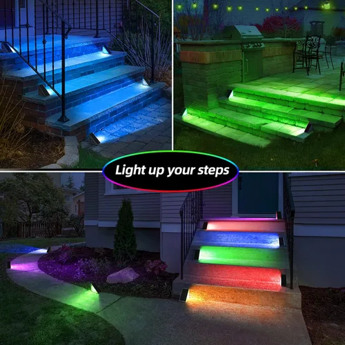 Vista 3 de NIORSUN Luces solares, impermeabilidad IP67, encendido/apagado automáticos, para escalones exterior, escalera, patio, porche, puerta delante, acera