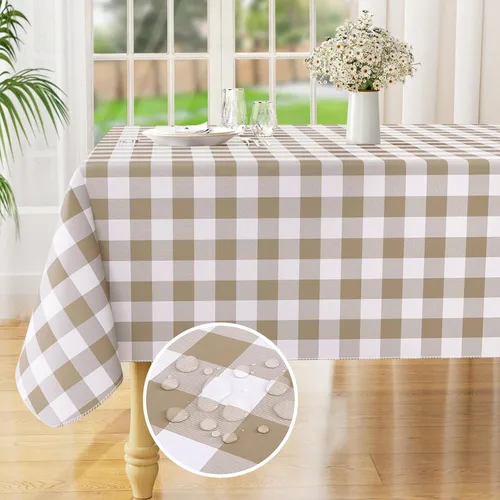 Vista 52 de Misaya - Mantel cuadrado de vinilo impermeable, mantel con respaldo de Aguamarina y blanco