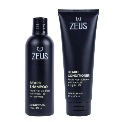 Vista 7 de ZEUS Set de lavado de barba para hombres, champú y acondicionador con té verde, manzanilla y aceites esenciales para hidratar, suavizar y fortalecer