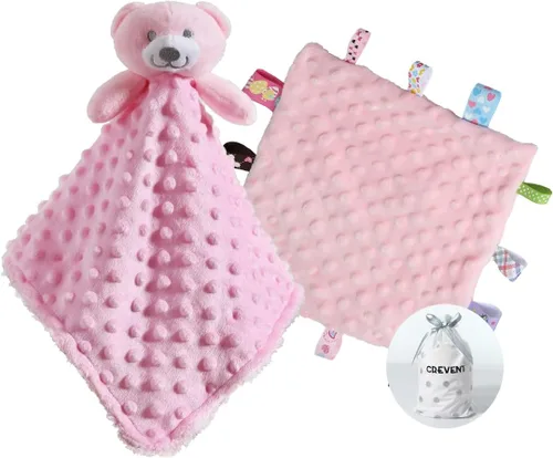 Vista 24 de CREVENT Manta de seguridad facial de animales de felpa suave para niños y niñas, gran regalo para cumpleaños, baby shower (perro azul + etiqueta)