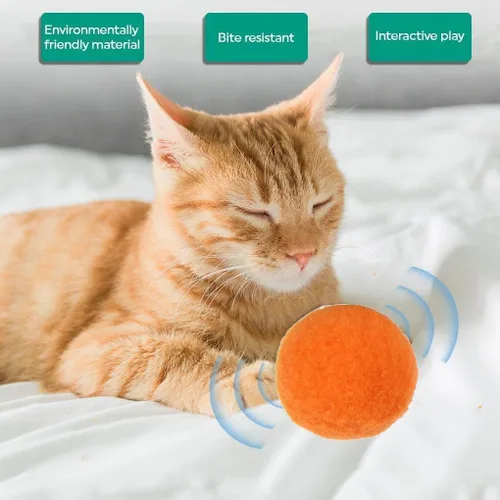 Vista 4 de Pelotas de pompones suaves de alta calidad para gatitos, ligeras, interactivas, varios colores, juguete de peluche para entrenamiento y juego