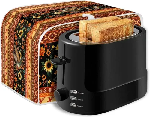 Vista 6 de Xoenoiee Fundas para Tostadora Azteca Tribal con Estampado de Girasoles y Colibríes, Cubierta para Panificadora, Fundas para Electrodomésticos