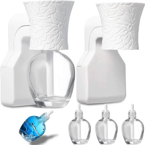Vista 8 de Difusor enchufable de pared con 4 botellas vacías para esparcir aceites esenciales en el hogar, baño (negro)