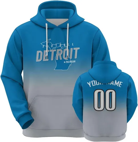 Vista 24 de Custom Football City Map Gradient Hoodies-Personalized Name Number Hooded Sweatshirts Football Fans Gifts for Men,Women,Youth