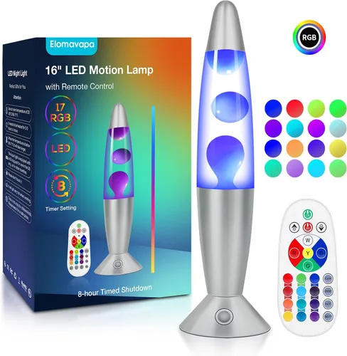 Vista 11 de Lámpara de Movimiento Líquida de 17 Colores con Control Remoto: Luz Nocturna LED de 34.3 cm para Niños y Adultos - Lámpara de Mesa Relajante