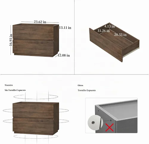 Vista 3 de woodtalks Cajonera apilable de 2 cajones, cómodas de almacenamiento multiusos para dormitorio, clóset, gabinete de almacenamiento para entrada