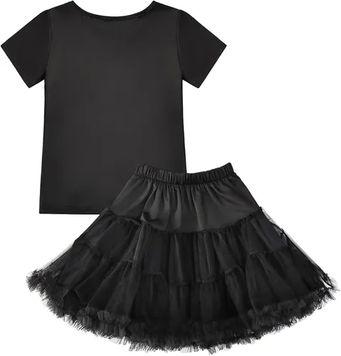 Vista 2 de Wednesday Addams - Vestido de disfraz para niños y niñas, cosplay, fiesta de Halloween, conjunto de disfraces con aretes y calcetines
