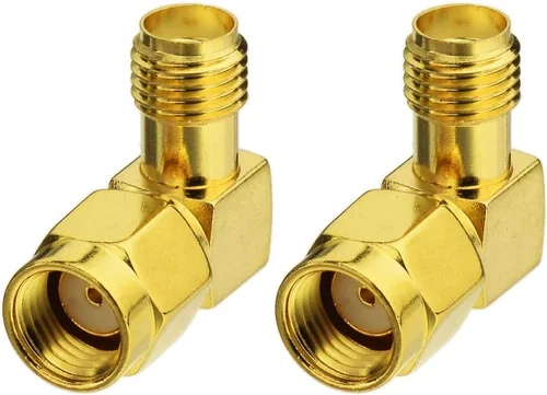Vista 2 de Bingfu RP-SMA macho a SMA hembra Adaptador de conector de antena de ángulo recto (paquete de 2) para FPV Drone Controller Router WiFi Adaptador