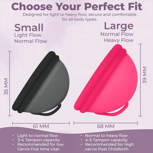 Vista 2 de Disco menstrual reutilizable hecho de 100% disco de silicona de grado médico, soporta hasta 6 súper tampones con protección cómoda de 12 horas sin