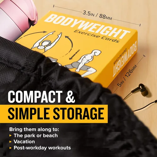 Vista 5 de NewMe Fitness Tarjetas de entrenamiento de peso corporal, baraja de instrucciones de fitness para mujeres y hombres, guía de fitness