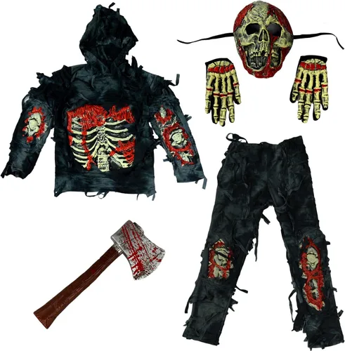Vista 3 de Spooktacular Creations Disfraz de zombi para niños, disfraz de Halloween aterrador para niños, Halloween Negro