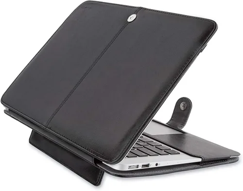 Vista 2 de Mosiso Funda para Laptop estilo libro de cuero sintético para MacBook Air de 13 pulgadas, Negro