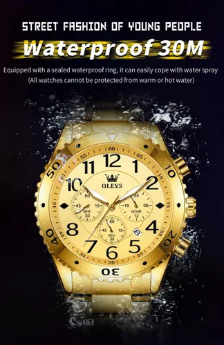 Vista 6 de OLEVS Relojes para hombre, cronógrafo, vestido de lujo, fase lunar, cuarzo, acero inoxidable, impermeable, luminoso, calendario de negocios, reloj