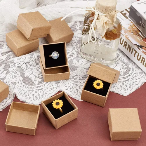 Vista 5 de PH PandaHall Paquete de 48 cajas de regalo para anillos, cajas de regalo de joyería de 1.5 x 1.5 x 1.1 pulgadas, caja de joyería cuadrada de cartón