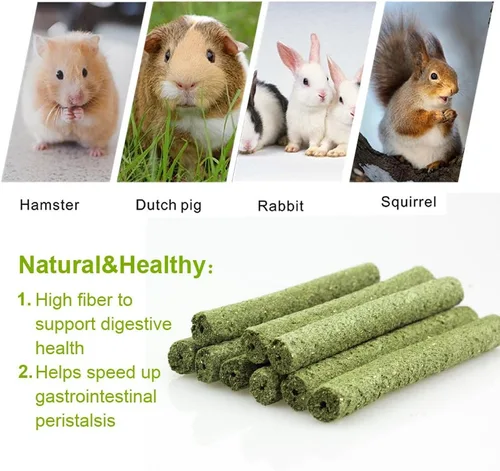 Vista 4 de Timothy - Palitos de heno, 20 unidades, juguetes molares de conejo, conejillo de indias, masticables naturales para dientes, hechos a mano, conejo