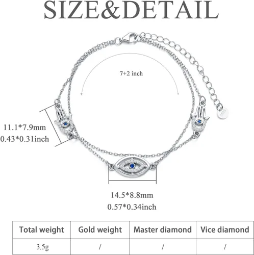 Vista 5 de Pulseras de plata de ley claddaghnudo celtacruzmal de ojomariposamariquitahuella de patacorazónflorestetoscopiocadena de eslabones con dije