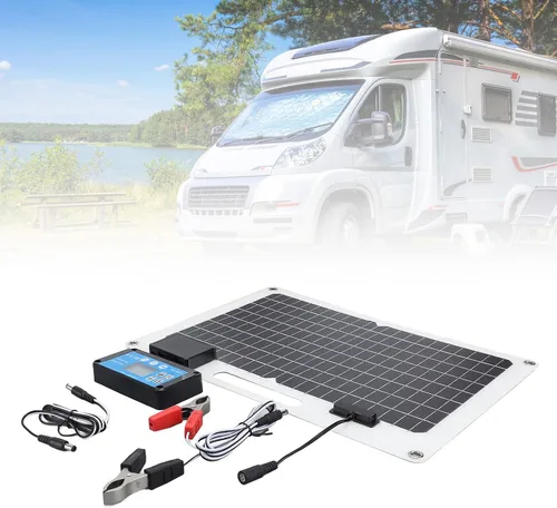 Vista 3 de Conjunto de panel solar portátil de 100 W de 18 V, cargadores de panel solar plegables, cargador solar de 12 V 24 V, doble USB, paneles solares a