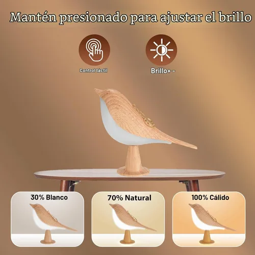 Vista 3 de Lenporl 2 Pack de lámparas de mesa LED con diseño de pájaro, lámparas de aroma con sensor táctil recargable, con 3 niveles de brillo, ABS regulable