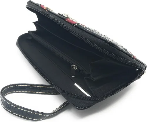 Vista 4 de Texas West Cartera de hombro con flores cruzadas para mujer en 6 colores, Negro