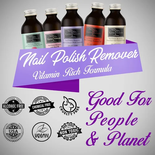 Vista 5 de Karma Organic Paquete de removedor de esmalte y capa base – Removedor de esmalte de uñas natural de soja lavanda (4 onzas líquidas) con capa