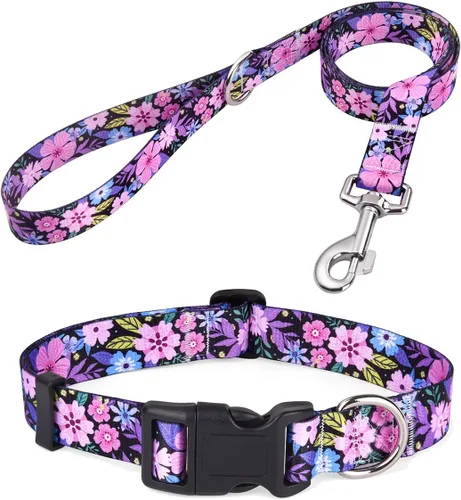 Vista 46 de Mihqy - Collar de perro, patrones geométricos florales, tribales, bohemios, collar de estilo étnico, suave y ajustable, para perros pequeños