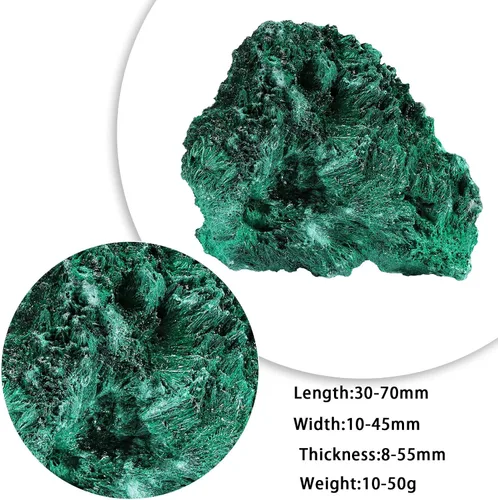 Vista 2 de Amogeeli Espécimen de cristal de malaquita natural crudo para colección, decoración de piedra mineral curativa para oficina en casa, 0.02-0.11 libras