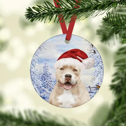 Vista 2 de Adornos de Navidad de Papá Noel American Bully Dog Puppy Adornos de Navidad Bulldog Americano Árbol de Navidad Adornos Colgantes Decoraciones