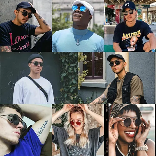Vista 2 de VANLINKER Steampunk Sunglasses for Men Women Polarized Retro Round Side Shield Vintage Metal Frame UV400 Protection VL9504
