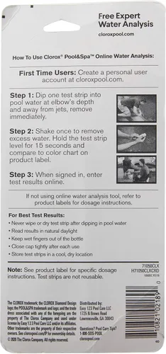 Vista 2 de Clorox Pool&Spa 70050CLX Tiras reactivas de 6 vías, color blanco, 50 tiras