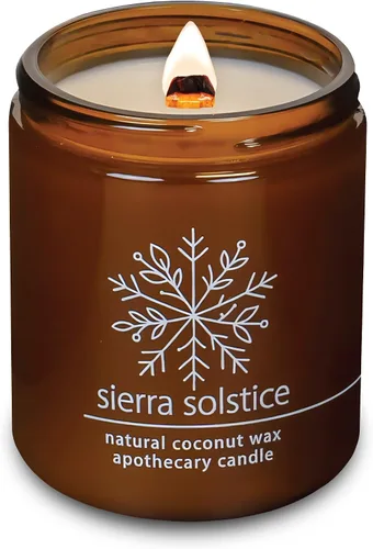 Vista 47 de Vela de mecha de madera agrietada Hemlock Park hecha a mano con cera de coco natural (grande de 16 oz, ámbar) Coconut Apricot Wax Crackling Wood