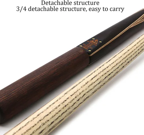 Vista 3 de Tacos de billar profesionales 57.1 in Norteamericano Importado Material British Snooker cue Set, 3/4 Split cue, 0.382 in