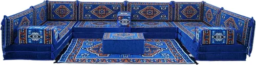 Vista 39 de arabicsofa Sofás seccionales en U hechos a mano – Asientos tradicionales en el suelo estilo Jalsa árabe