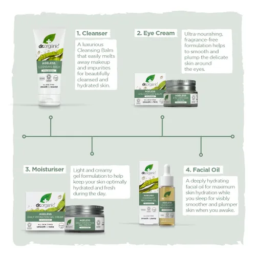 Vista 4 de Dr. Organic Ageless - Bálsamo limpiador con algas marinas Hidratante, suave, elimina impurezas, certificado orgánico, libre de parabenos y SLS