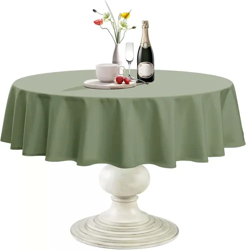 Vista 21 de Softalker Mantel Redondo, Impermeable y Resistente a las Manchas, Mantel de Tela Sin Arrugas, Lavable, Poliéster de 210GSM, Cubierta de Mesa
