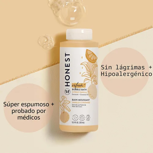 Vista 2 de The Honest Co. Honest baño de espuma, 12 onza Baño de burbujas espumoso, 12 onzas líquidas. Sin desgarros, hipoalergénico, derivado de forma natural