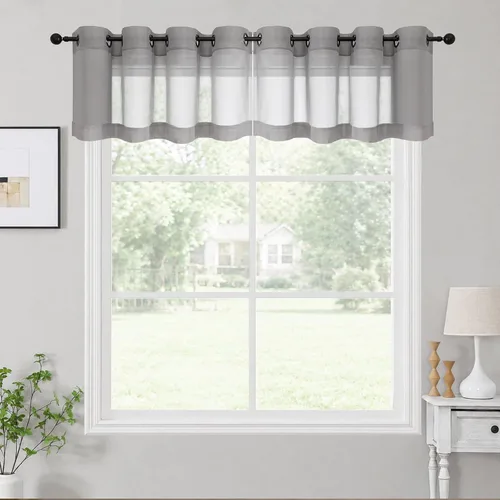 Vista 69 de OWENIE Cenefa transparente con ojales negros para ventanas, 2 paneles de 52