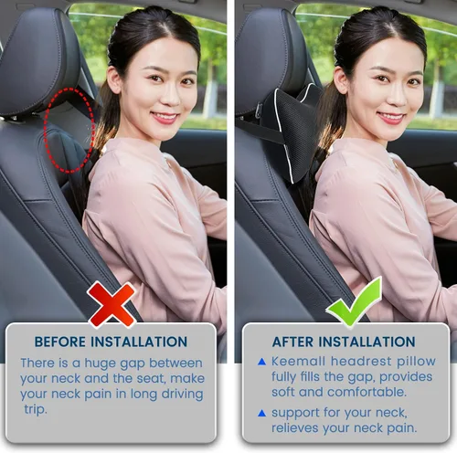 Vista 3 de Keemall Almohada de Cuello de Coche Inflable, Almohada de Reposacabezas de Coche Inflable Suave para Asiento de Conducción con Correa Ajustable
