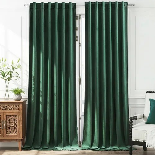 Vista 20 de Timeper Cortinas opacas de terciopelo negro de 42 pulgadas de ancho x 84 pulgadas de largo, cortinas opacas para dormitorio, sala de estar, cortinas