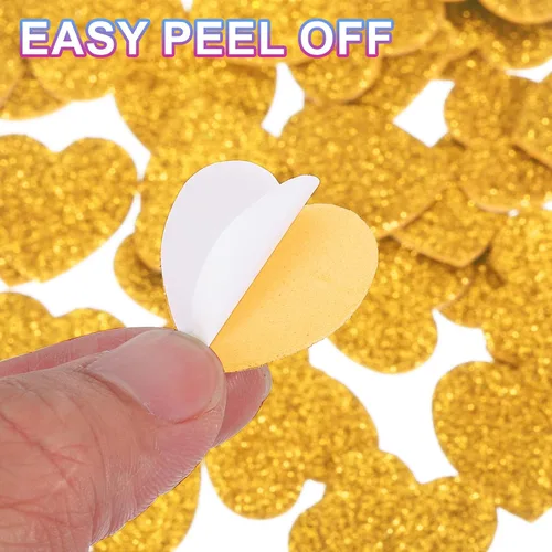 Vista 4 de MECCANIXITY 60 calcomanías de espuma con purpurina de 1 pulgada autoadhesivas en forma de corazón para suministros de manualidades, bricolaje