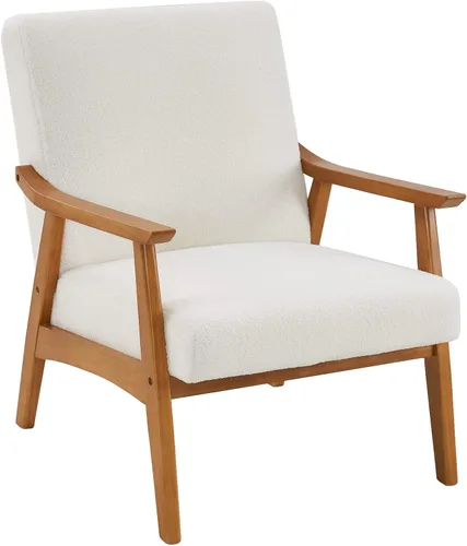 Vista 10 de Silla de ocio con reposabrazos y patas de madera maciza, silla de sala de estar moderna de mediados de siglo, sofá individual, para sala de estar